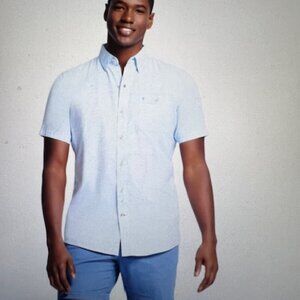 IZOD Saltwater Short Sleeve Button Down Chambray Shirt